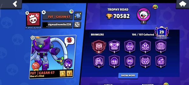 BS2267 🏆 70.5K 👤 106/107 👻 299 SKINS 🤖 MECHA EDGAR UNIT-01 ⚔️ 2024 YEAR ⭐️