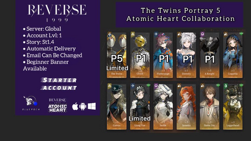 Global | Lvl 1 | 6 ☆: P5 Twins+Liang Yue+P1 Flutterpage+Isolde+P1 Ethernity+P1 Ulrich+P1 A-Knight+2x6☆ | ST1-4 | Novice Banner available | #rv14