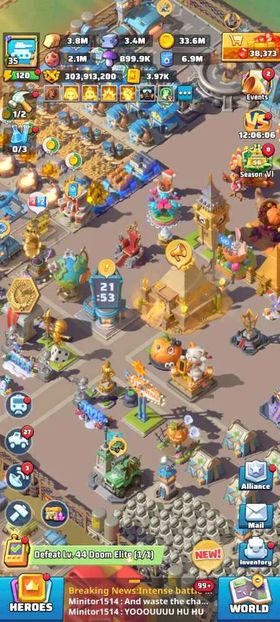 LW162 | IOS Only | 303M Power Peak  | VIP 14 | HQ 35 | S1088 | 20 UR Heroes | 58,9M Squad | Castle Skins| 38 Gems |
