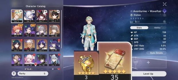 [ASIA] TL 9 starter | 35x Special Tickets | Aventurine Waveflair (summer) + Yao Guang + Dr. Ratio + Archer + Sparkle + Danheng PT + Bronya + Blade | Golden Companion Spirit x3 | Unset All | Selector collab Unused