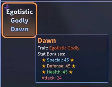 A Universal Time (AUT) | Egotistic Godly Dawn | 45 Special / 45 Defense / 45 Health / 24 Attack