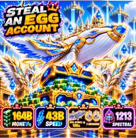 [Instant! Steal an Egg Account] 164B Money/s | 43B Speed | Royal Skywhale 19Bs + 2 ArchAngel | 1213 Spectral | 1,6Qa Money | SAE33073