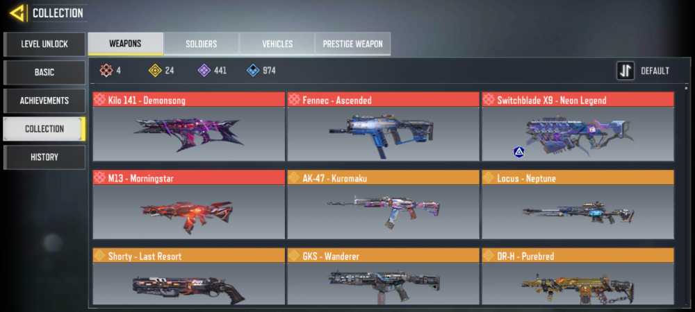 23 LEGANDARY GUNS 4 MYTHIC GUNS 3 LEGENDARY CHARACTER 2 LEGENDARY