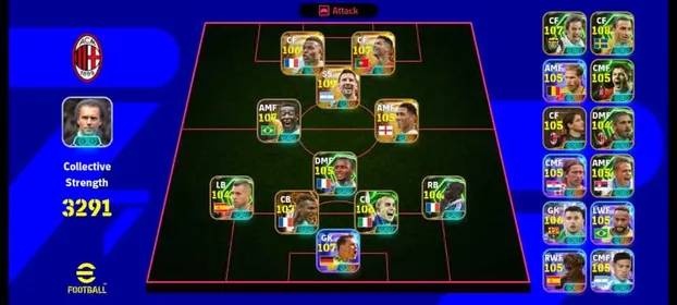 OVR TEAM 3291🔥⚽ EPIC card+Big time 57 ,Show time card 27✅🔥,Blue lock jersey⚡💥, Android/ios KONAMI ID only✅