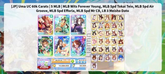 [JP] Uma UC 60k Carats | 5 MLB | MLB Wits Forever Young, MLB Spd Tokai Teio, MLB Spd Air Groove, MLB Spd Efforia, MLB Spd Mr CB, LB 3 Meisho Doto