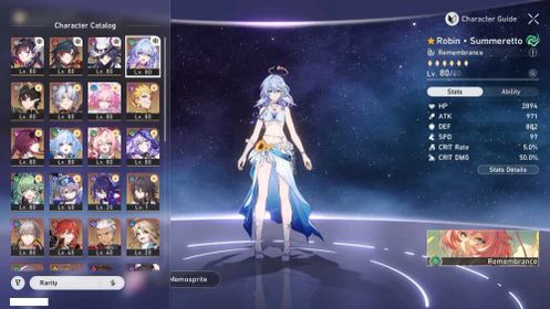 (NA MALE LV70) 5*Robin Summeretto, 5*Ashveil, 5*Mortenax Blade, 5*Hysilens, 5*Phainon, 5*Cyrene, 5*Kafka C1, 5*Cerydra, 5*Hyacine, 5*Black Swan
