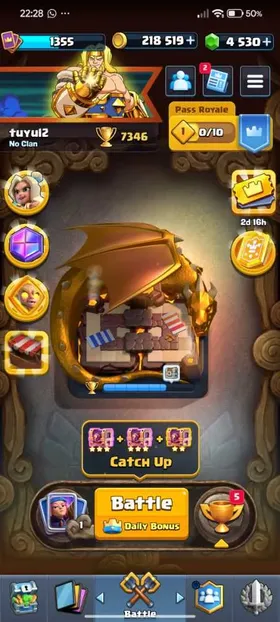 1 MAX + 8 CHAMPIONS + KT 13  + 7361 Trophy + 4515 GEM + 9 EVO +  4 HEROES +  23 EMOTE + 3 SKIN TOWER + 81 BANNER
