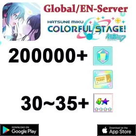 DCL7【GLOBAL】 200000+ Gems]+30~35 random 4-star characters / Project Sekai Colorful Stage ft. Hatsune Miku PJSekai]/Android/iOS interworking