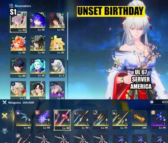 NAUL67| Hiyuki S1 Frostburn Lucilla Sigrika Solsworn Ciphers Chisa Qiuyuan Rebecca Verina Lingyang Jianxin Calcharo | UNSET BIRTHDAY
