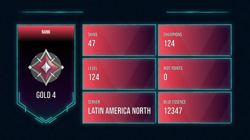 🥑 LAN 🥑 47 SKINS 🥑 GOLD 4 🥑 124 CHAMPIONS 🥑 124 LEVEL 🥑 INSTANT DELIVERY 🥑 FULL ACCESS 🥑 FGBzW 🥑