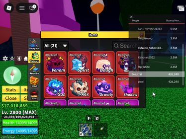 ID 636:Level 2800+God+ Gas Dough Mammoth T-rex Venom Gravity Shadow Spirit Inven|Unverified Account|Auto Delivery|Blox Fruits