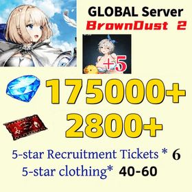 [GLOBAL]175000+ Diamonds+Beachside Angel Teresse（+5）| Single draw coupon:2800+|5-star Recruitment Tickets *6|Five-star coupons*3-5 + random 40-60 five-star clothing+ 80-160 UR weapons|[Fast delivery]BrownDust 2 Account BDust 2