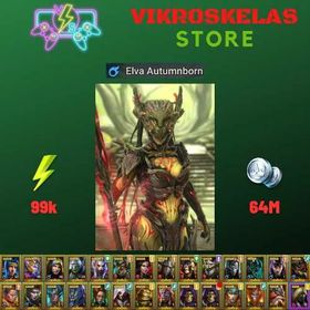 Starter acc with Elva : 99k energy / 64 mln coins / Foli, Arix, Ninja + 22 Login Legendaries / Pain Keeper 2x + Coldheart