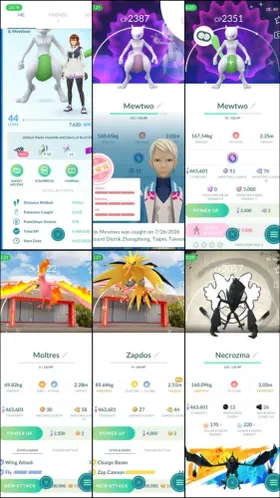LVL 44👑Rare Hundo Mewtwo👑Mega Mewtwo Y👑3 Shiny Legend (Mewtwo/Moltres/Zapdos) ✨Special Bg Necrozma✨49 Legendary✨11 Shiny✨16 Location & 5 Special Bg