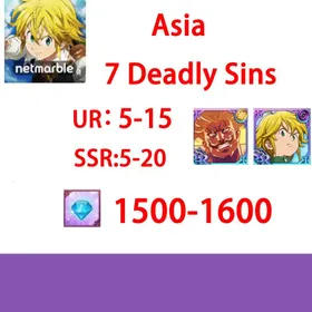7 Deadly Sins[Asial]1500-1600 diamonds |UR3-15| SSR: 5-10 +Guangao+dark mass| Fast delivery