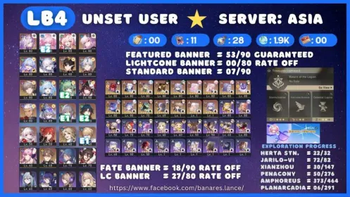 [ASIA LB4] TL70 Castorice with E2 Cyrene + Phainon + SW999 + Archer Account