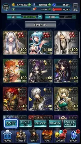 GLOBAL|Rank 19|100,090 Crystal|Top Unit (Demongunner Lilebette,Goddess Lilaha,Alice Type-S)|1UR,1LR,12 SSR Ark|Code Only|LC1557