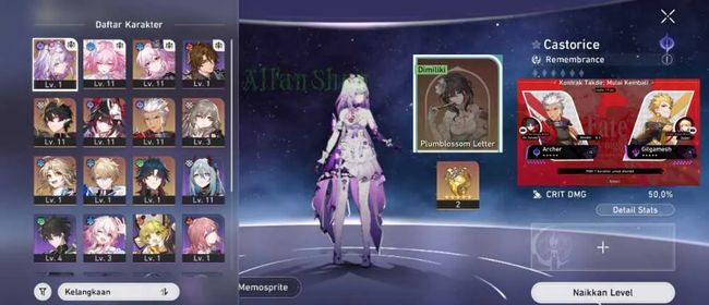 (Asia) Starter TL10 Castorice + Evernight + Cyrene + Archer + Sparkle + Danheng PT + GCS 2 + Skin Ruan Mei | Rate ON | Female MC (Stelle) | #VD
