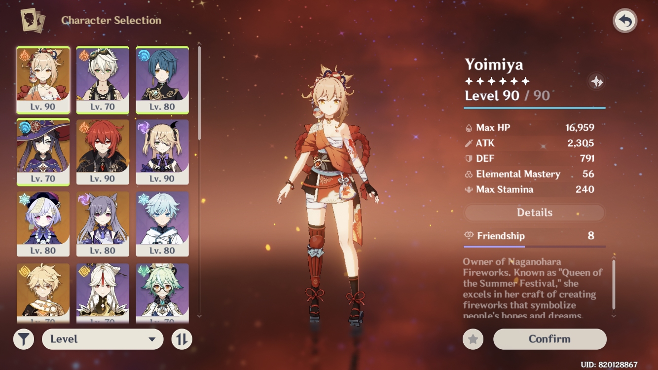 Yoimiya Genshin Account Asia Ar 55