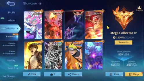 Skin 530| Mega IV|Legend(Freya,Valir)|KOF(Paqu,Aurora,Karina),AOT Yin,Naruto Lukas,Nexus Thamuz|Many Collab+Rare Skin|MLBB2601