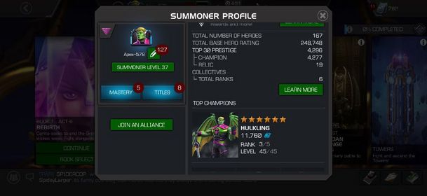 CAVALIER / LVL 37 / 17 6* / 248K RATING / IOS|ANDROID / 167 HEROES