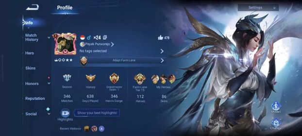 Global Hero 112 Skin 86: 2 Legend (Consort Yu, Choose) Seiya Dharma, GM Gan & Mo, Many Epic etc Log LI