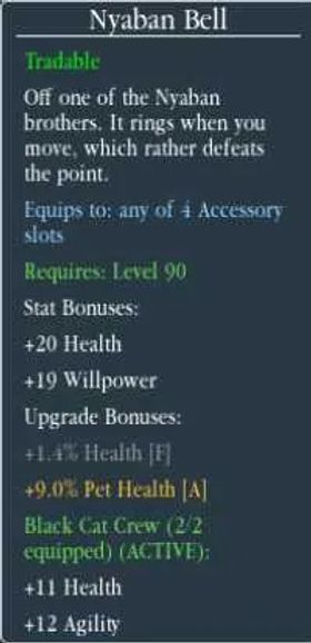 Nyaban Bell +7 ( 1,4% Max hp, 9% Pet Health ) - Grand blue