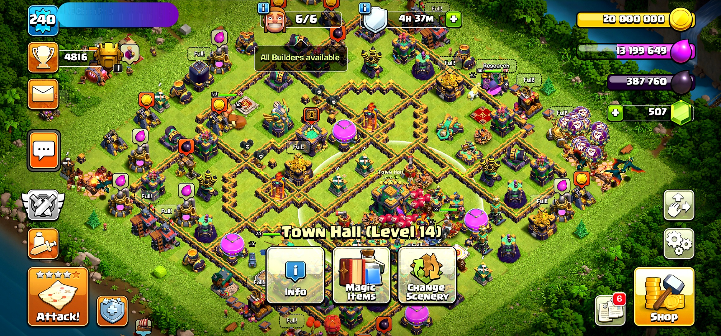 240 XP TH14 Full Max Max All Defense hero Pet Builder Base Max 