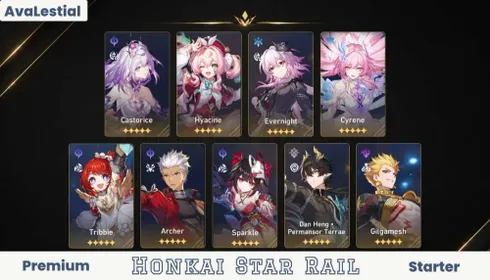 [ASIA] TL 10 Castorice + Cyrene + Evernight + Hyacine + Tribbie + Gilgamesh + Sparkle + Archer + DanPT | All Unset | No Cheat | Fast Delivery | CCEHT