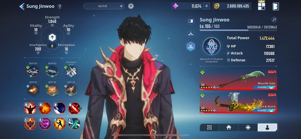 (Global) Whale Account Solo Leveling Frieren A10 + Fern A10 + Cha Hae-In With Skin Legendary + Myro A5 (Max) + Monarch Shadows A5 (Max)