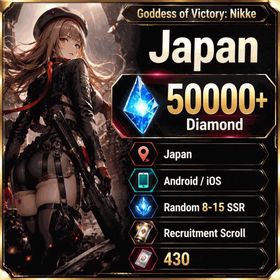 Japan | 50000+ Diamond, 430, Recruitment Scroll, Random 8-15 SSR | 1 Hour Delivery