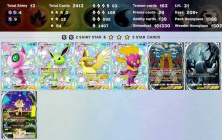 ⭐️️Sale⭐️Pack Hourglass 3156 ⭐️1 Crown (Rare Candy) ⭐️Total Shiny 23 ⭐️3*(AR+) 5 ⭐️Poke Gold 43 ⭐️