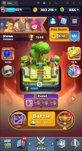 Global |CL 1224|KTL 14|Trophy 7649|119 Cards| 7 Champ| 1 Hero| 4 Evo|Arena 20|866 Gems|300K Gold| Proteck OFF |TakeMail CR194B