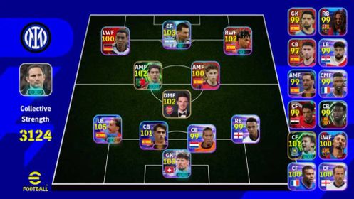 STRENGTH 3124 - RUI COSTA 102 - JAMAL MUSIALA 100 - MESSI 103 - YAMAL 102 - FERMIN LOPEZ 100 - EFB190