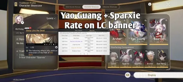 Asia TL9 (M) Rate on! | Yao Guang+Sparxie + Archer + Sparkle + DH PT | All unset | 2 Golden Companion spirit | Lightcone banner Rate on
