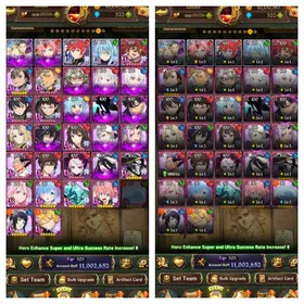 Global, 594💎 11 Million buff, 18LR + Full 🔥16UR + 32 collab chars : Full Gachiakuta + Full Overlord + Full Fire Force + 4 Rezero chars + 2 Solo Levelling chars + 2 Eminence in Shadow chars + Konosuba Aqua + 6 Slime + 4 Tower of God, have newest UR Meliodas 2/6 + Special Reward Box