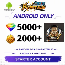 Global[ANDROID/Only][5000-5500 RD][1700-2000 GF] [4★Borsalino  Kizaru]+70+Random 4-6 Star Character[Beginner Account][Fast delivery]|ONE PIECE Bounty Rush