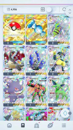 2x Golden Crown PokeBall | 2x Golden Crown Rare Candy[2200+ HOURGLASS | Lots of Shiny - FA -Immersive-English Cards[ANDROID/IOS]