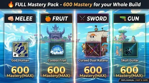 🔥 FULL Mastery Pack - 600 Mastery for your Whole Build (Melee, Fruit, Sword, Gun)
