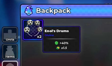 1x Enol's Drums Divine Gear (LUCK BUFF) | Anime Dice