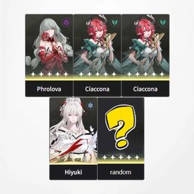 Asia|LV8|Phrolova+Ciaccona+Ciaccona+Hiyuki+random 1-3 Five-star character|The novice pool is not used