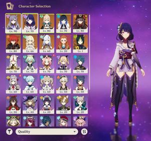 ASIA AR55 | 5 stars*11 | Raiden Shogun+Yelan+Shenhe+Hu Tao+Tighnari+Keqing+Diluc+Jean+Skyward Spine(C2)+Aquila Favonia+Amos' Bow lots of 4* characters and weapons Female endgame account | 38 characters