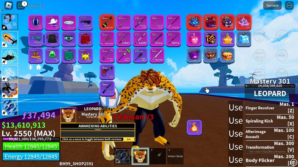 Blox Fruit Account Lv:2550Max | Full Awaken Leopard | GodHuman | Soul ...