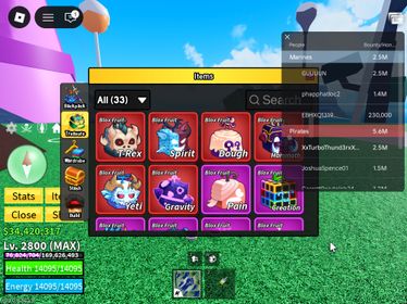 ID 632:Level 2800+God+ Yeti Dough Mammoth T-rex Gravity Spirit Inven|Unverified Account|Auto Delivery|Blox Fruits