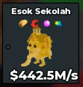 Gold Esok Sekolah 442.5M/s | Brainrot Secret | Cheapest 💯🔥 | Instant Delivery ⚡ | Steal a Brainrot | SAB