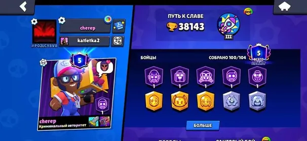 🔷Discount🔷🏆38,143🏆 👤100 fighters👤 📅2019📅, trophies 38143, brawlers 100, primes 5