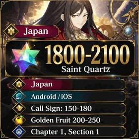 Japan | 1800-2100 Saint Quartz, Call Sign 150-180, Golden Fruit 200-250 | Quick Transfer