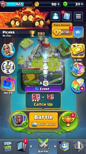 Lvl 427|Trophy 3183|KTL 10|Card 62/123| 4 EVO, 14 Epic, 22 Rare, 26 Common | 1 Wild Shard+311 Gems |Take Email(CR1110)
