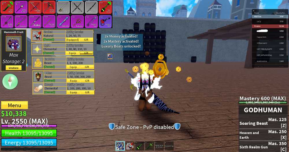 [Blox Fruits] 5 Perm Used (Dough,TRex,Buddha,Light,Rocket) V4 Ghoul