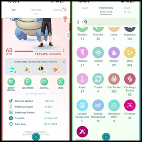 [07] LVL 63 PREMIUM ACC | 381 Shiny | 163 Legendary | 194 Mythical,ultrabeast | 40+ Shiny Costume | 30 Shiny Legendary | 40+ HUNDO | 35 Dynamax | 15 Special Background | 87 Costume | 29 Shadow Legendary | ZAPDOS , ARTICUNO Dynamax Legendary | NECROZMA legendary Special Background | 184 @special | 9 Gigantamax | 1 unown Shiny |  Shiny HO-OH , Shiny Palkia , Moltres , Necrozma , Dialga  | HUNDO HO-OH , HUNDO GIRATINA | 1725 item Storage | 1750 Pokemon Storage | 486 Coin | ULTRA BALL SHINY KYUREM | GBL MONS | SPECIAL ATTACK MONS | Instant Access